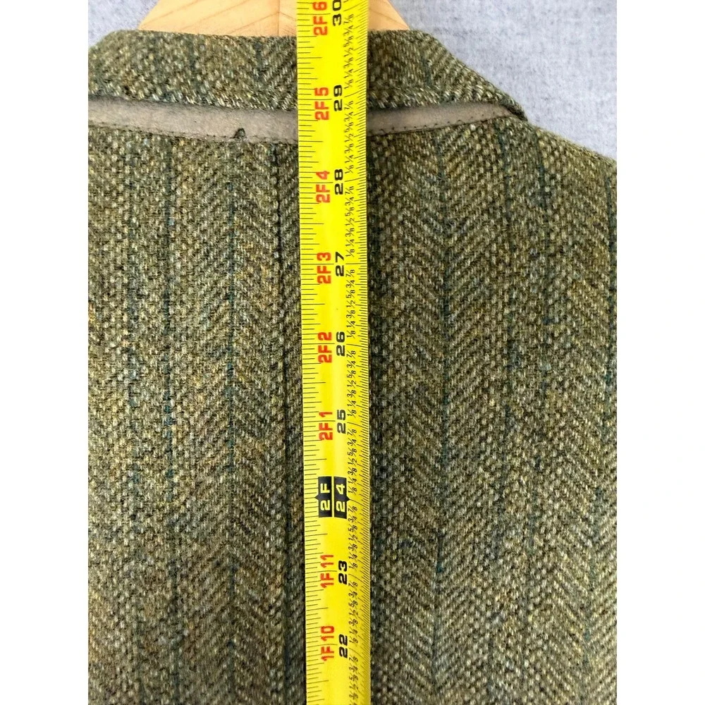 Vintage 60s Botany Future Executive Green Herringbone Wool Tweed Blazer 42R